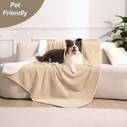 gogobunny Waterproof Blanket for Bed Couch Sofa, Liquid Pee and Fur Proof Pet Blanket for Dog Puppy Cat, Reversible Sherpa Fleece Throw Blanket Furniture Cover Protector (Grey, 50x60 inches)