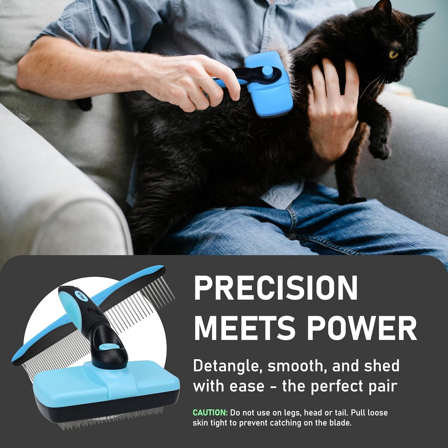 Maxpower Planet Hair Brush - Double Sided Shedding, Dematting Undercoat Rake for Dogs and Cats - Extra Wide Dog Grooming Brush, Reduce Shedding by 95%, Turquoise