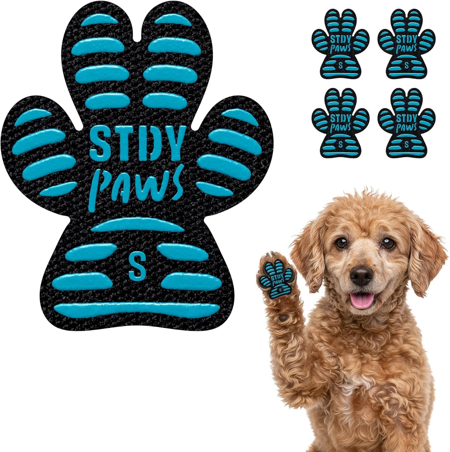 Anti-Slip Paw Stickers for Dogs Feet - Non-Slip Paw Pads for Traction on Hardwood & Tile Floors - Breathable Adhesive Friction Foot Grips for Senior & Injured Dogs – 24 Pads (Size M)