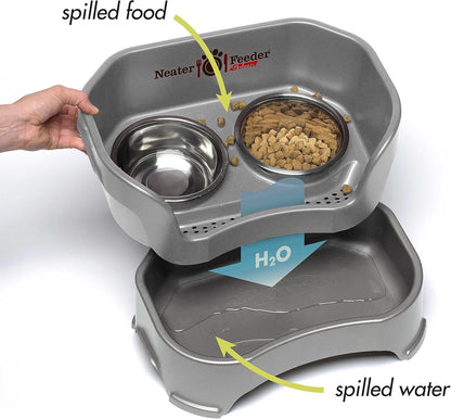 Neater Pet Brands Neater Feeder Deluxe Mess Proof Dog Bowls Elevated for Large Dogs Over 40 lbs, Made in USA, No Spill Raised Dog Food Bowl Stand Feeding Station, Food and Water Bowl Set, Black