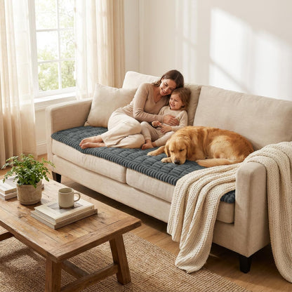 Smiry Couch Cover for Dogs, Non Slip Washable Sofa Protector for Pets, Soft Furniture Cover for Leather & Fabric Couches, Cozy Protect Against Fur, Dirt & Everyday Messes (Dark Grey, 27.6" x 59")