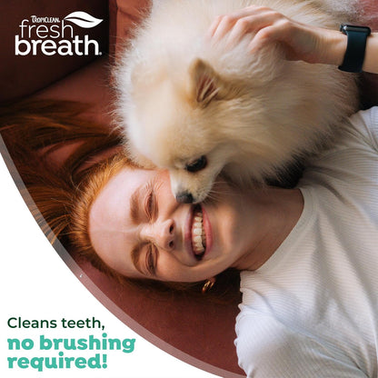 TropiClean Fresh Breath Dog Toothpaste for Teeth Cleaning, Breath Freshener, Easy to Use Plaque & Tartar Remover Gel, No Toothbrush Needed, 2oz.