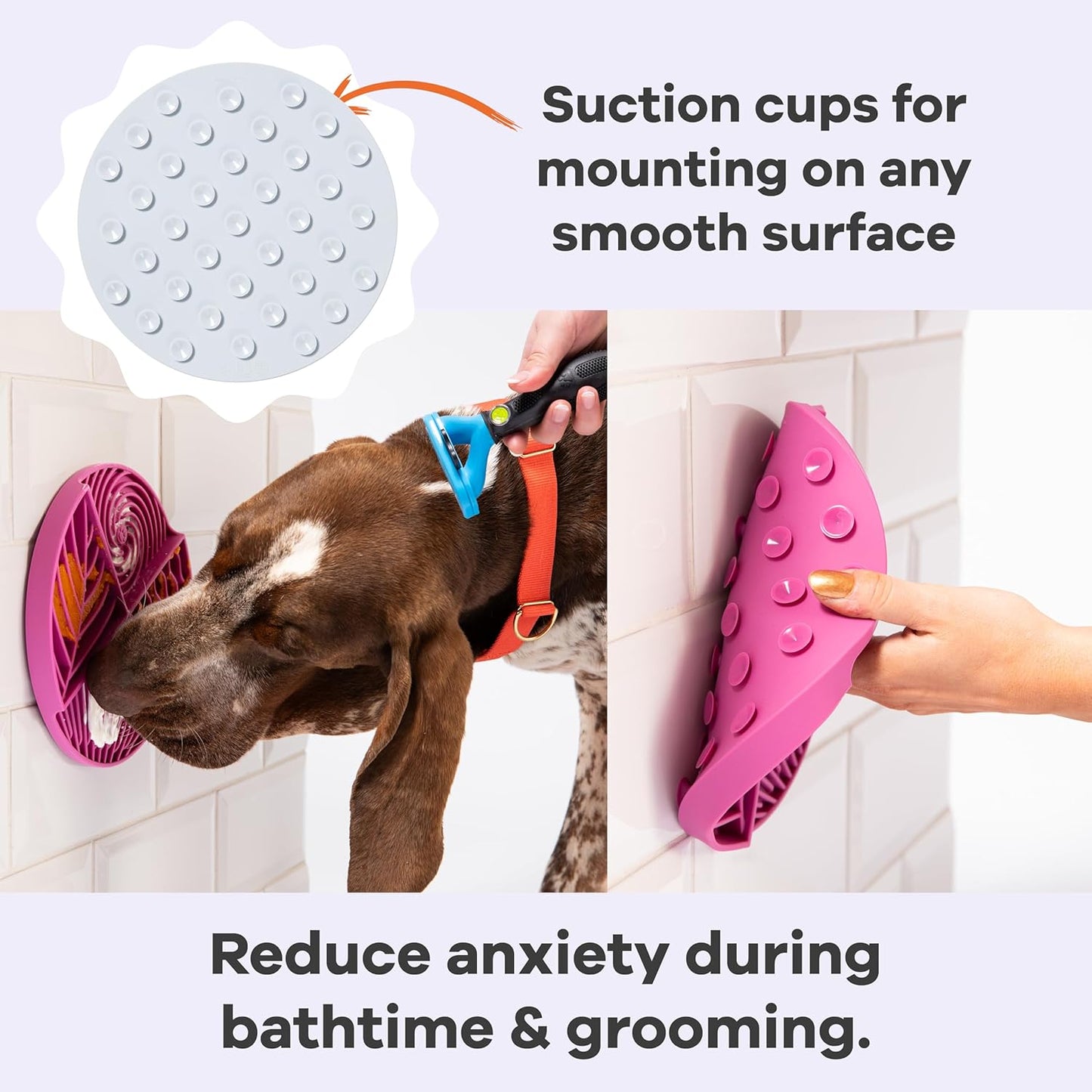 Awoo Paradise - Dog Lick Mat for Slow Feeding & Anxiety - Non-Slip Silicone Slow Feeder with Suction Cups - Dishwasher Safe Pet Dish for Grooming, Training, and Boredom Relief (Fuschia)