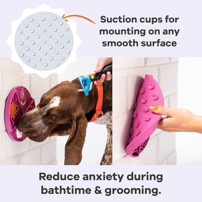 Awoo Paradise - Dog Lick Mat for Slow Feeding & Anxiety - Non-Slip Silicone Slow Feeder with Suction Cups - Dishwasher Safe Pet Dish for Grooming, Training, and Boredom Relief (Fuschia)