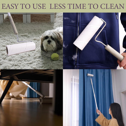 Extra Sticky Large Surface Lint Roller, 6.3'' Giant Lint Roller for Pet Hair, 450 Sheets/ 5 Refills, Long Handle Lint Remover for Clothes, Furniture, Dog & Cat Hair Remover