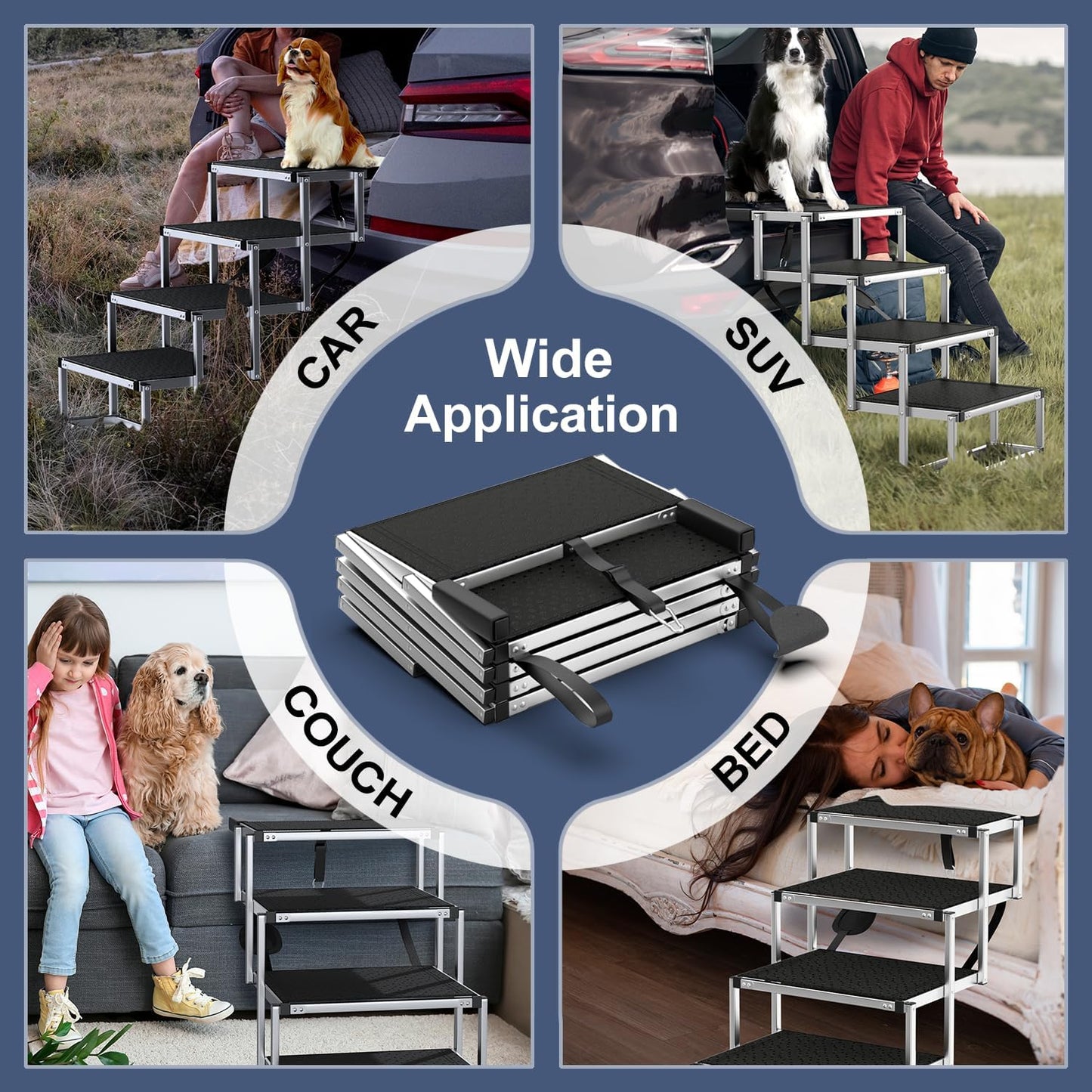 Dog Ramp for Car 63" Long & 17.3" Wide Portable Dog Ramps for Large Dogs with Non-Slip Rug Surface Dog Car Ramp for SUV Car & Truck, Folding Dog Ramp Up to 250LBS