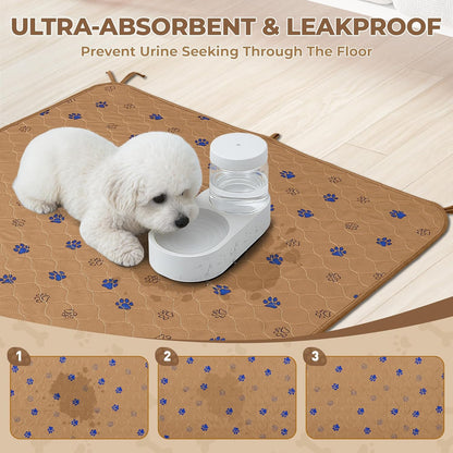 Fostanfly Washable Pee Pads for Dogs, 2 Pack Large 36"x41" Ultra-Absorbent and Leak-Proof Non-Slip Reusable Potty Training Pads for Dogs, Cats, Puppy, Potty Training of Add 8 Lanyards