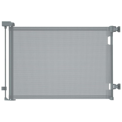 Retractable Baby Gates, Mesh Dog Gate for Doorways, 33.6" Tall, Expands to 55" Wide,Pet Safety Essential Fit for Baseboards, Wide Toddlers Gates for Hallways, Indoor & Outdoor,Gray