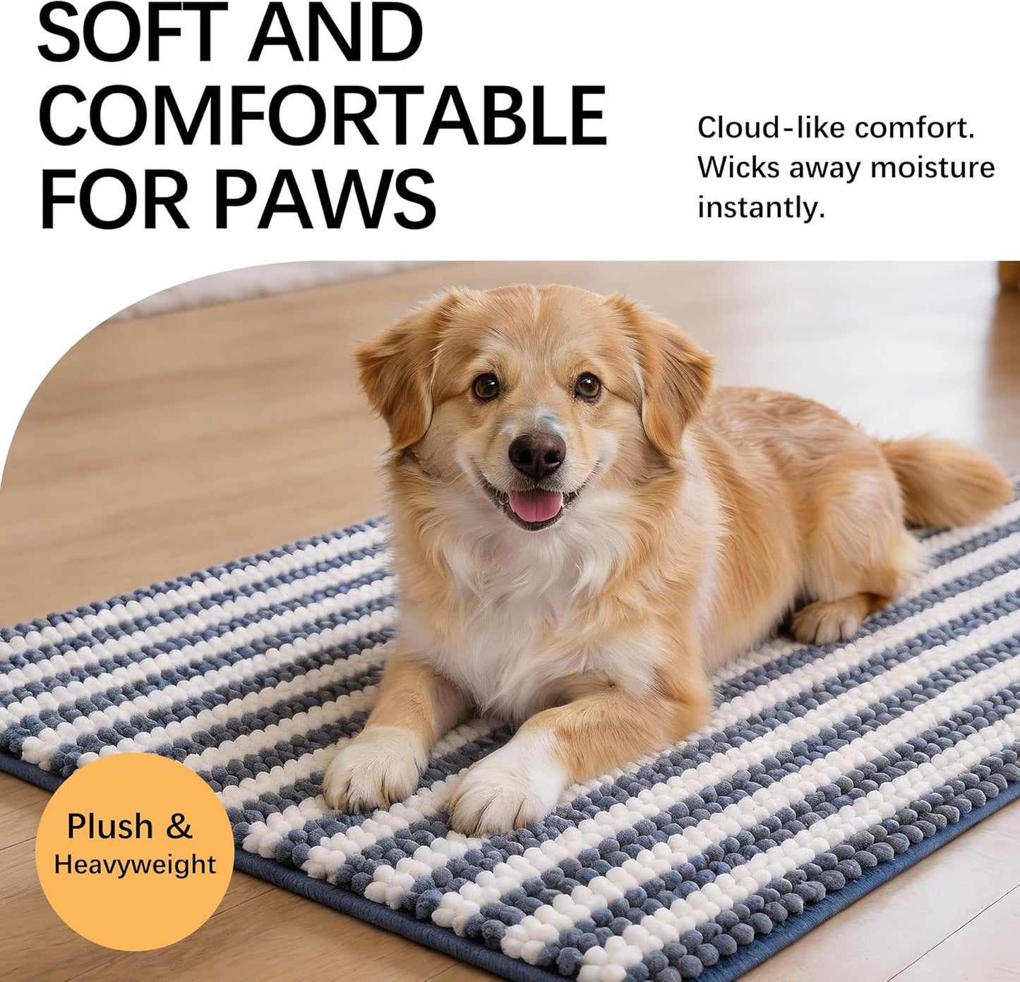 Dog Door Mat for Muddy Paws - Absorbent Quick-Dry Non-Slip Washable Chenille Pet Rug, Indoor Entryway Mat for Front Door & Crate (Brown, 24" L*16" W)