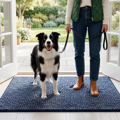EHEYCIGA Super Absorbent Dog Door Mat for Muddy Paws 30x20 Inch Indoor, Front Doormat Outside Entrance, Quick Dry Chenille Washable Dog Crate Bed, Non-Slip Pet Rug Mud Mat Outdoor Entryway, Grey