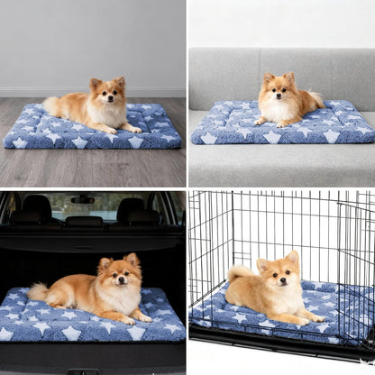 Dog Bed Mat, Reversible Crate Pad & Cute Dog Bed - Machine Washable Kennel Mat with Ultra Soft for Small Dogs (Cool/Warm), 24" x 18", Grey&Star