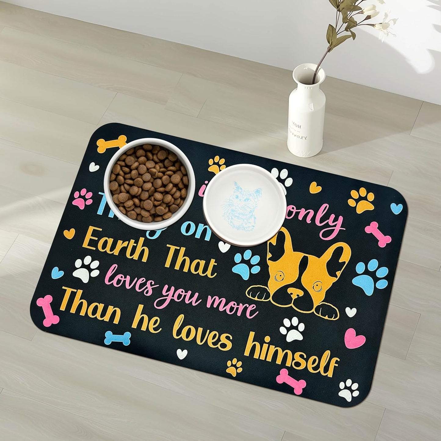 Pet Feeding Mat for Floors Waterproof Dog Mat for Food and Water Absorbent Quick Dry Non Slip mat for Cat Bowls