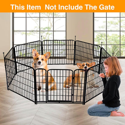 Getlay 36 in(H) Garden Fence, Wide Gate Low Threshold, 10 Panels Total 22.1 Ft(L) Heavy Duty Iron Animal Barrier Fence for Yard,Suitable for Indoor Or Outdoor Dog Fencing,Garden Border Fence