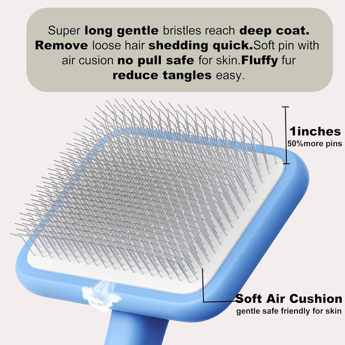 Dog Slicker Brushes for Poodles,Doodles,Goldendoodles,Bernedoodle.Dog Brushes for Thick Long Curly Fur Deshedding,Fluff,Grooming.Remove Loose Fur Quick Easy.Long Pin Slicker Brush.Wooden(Large)