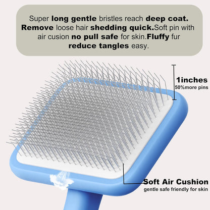 Dog Slicker Brushes for Poodles,Doodles,Goldendoodles,Bernedoodle.Dog Brushes for Thick Long Curly Fur Deshedding,Fluff,Grooming.Remove Loose Fur Quick Easy.Long Pin Slicker Brush.Wooden(Large)