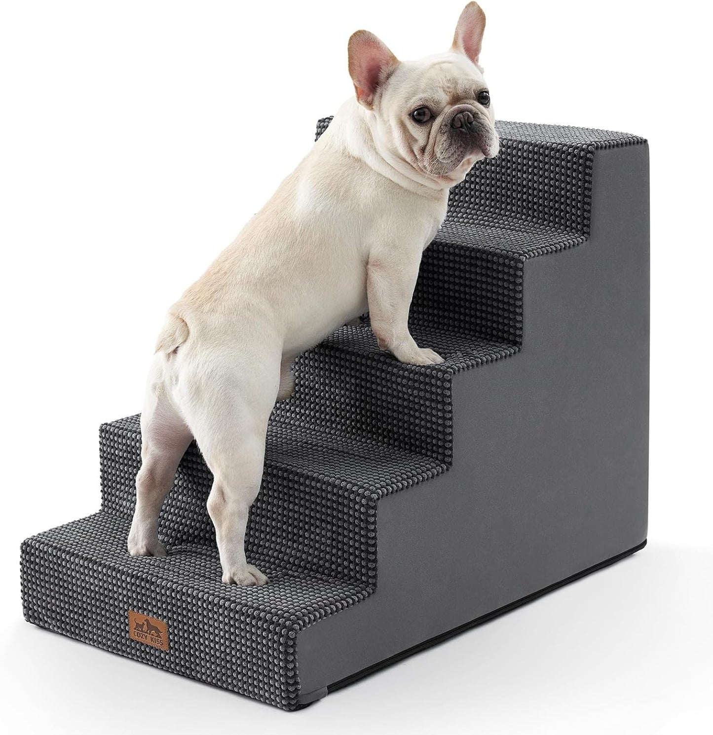 COZY KISS Dog Stairs for Small Dogs, 4 Tier Wider Pet Stairs for Couch and Beds, 17.7" H Non-Slip Dog Steps for Old Cats, Puppy, Small Medium Dogs, 17.7x23.6x17.7 inch, Beige