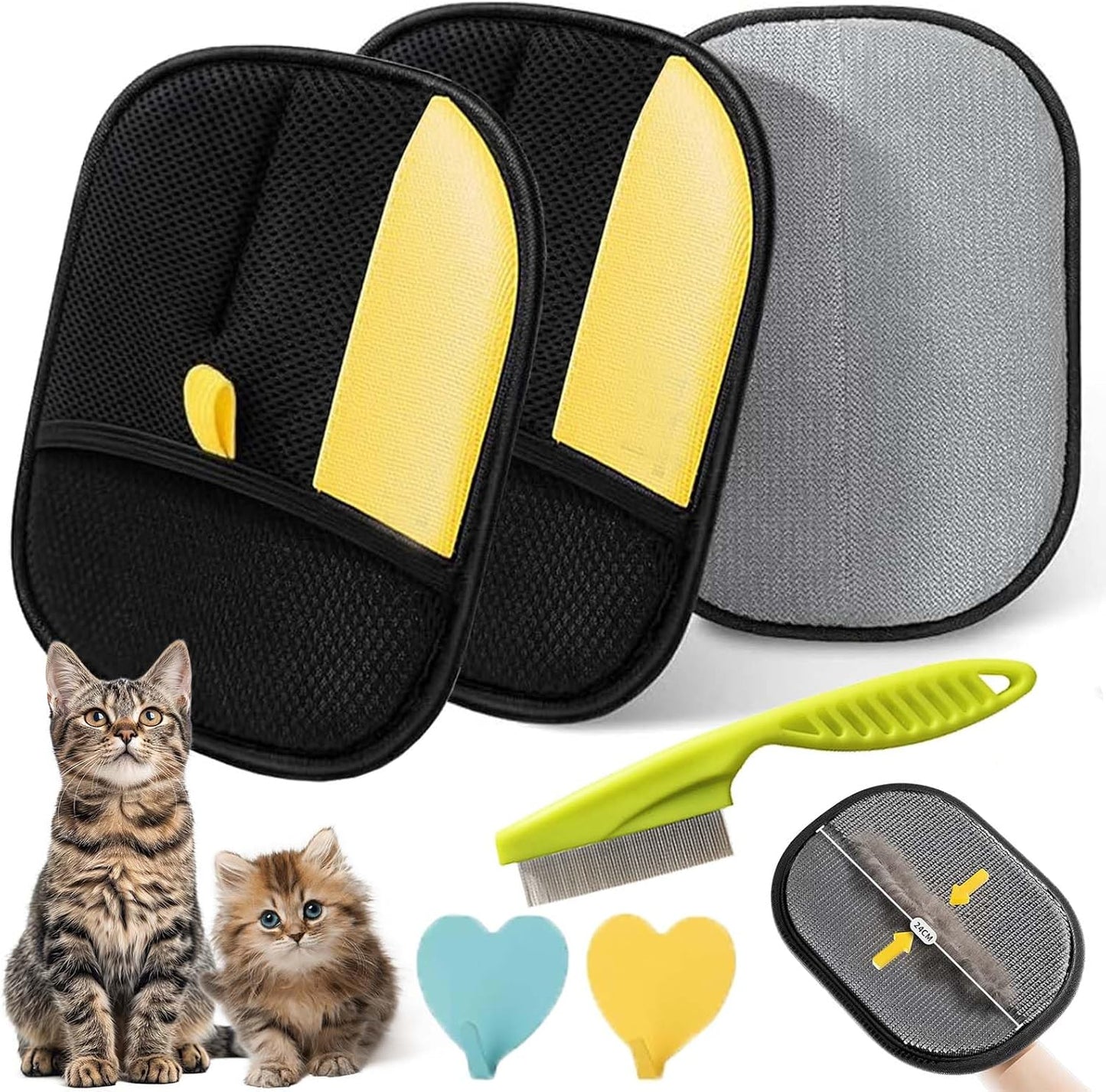 Electrostatic Pet Hair Removal Glove, Static Removal Gloves for Pet Hair, Reusable Double Sided Electrostatic Pet Hair Remover for Couch, Furniture, Carpet, Car Seat (3PCS)
