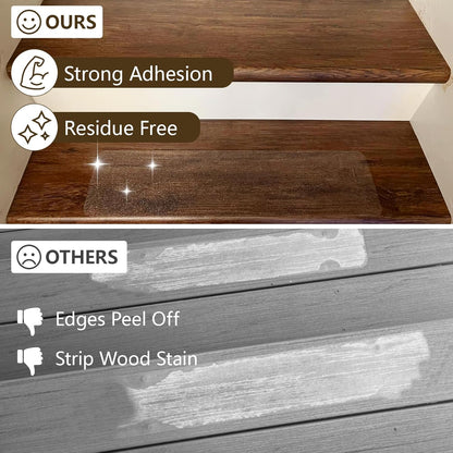 Clear Stair Treads Non Slip 30"x6", 18-Pack Anti Slip Strips for Wooden Steps Indoor, Transparent Adhesive Pre-Cut Step Grips, Safety for Elderly, Children and Dogs