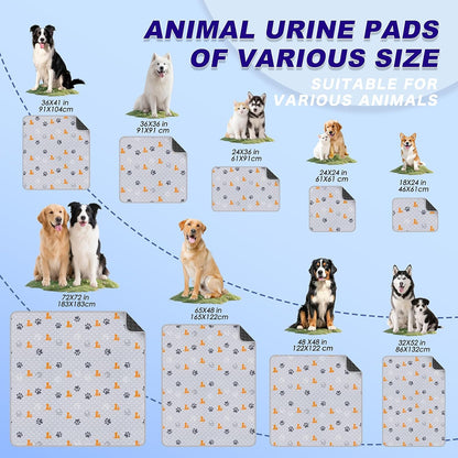 WanpeeGoo Washable Pee Pads for Dogs, 4 Pack Absorbent Reusable Training Dog Pads Pet Puppy Pads, Non-Slip Potty Pads for Whelping, Playpen, Crate, Bed, Grey 18"x24"