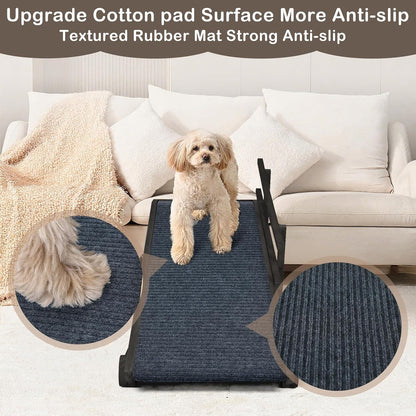 Dog Ramp for Beds, Cars, Couches, Dog Steps Anti-Slip Surface, Dogs Ramps for Old Small Pet,High Traction with Platform, 7 Adjustable Heights 16" to 27" Up, Portable Stairs Design for Dogs, 45.3" Long