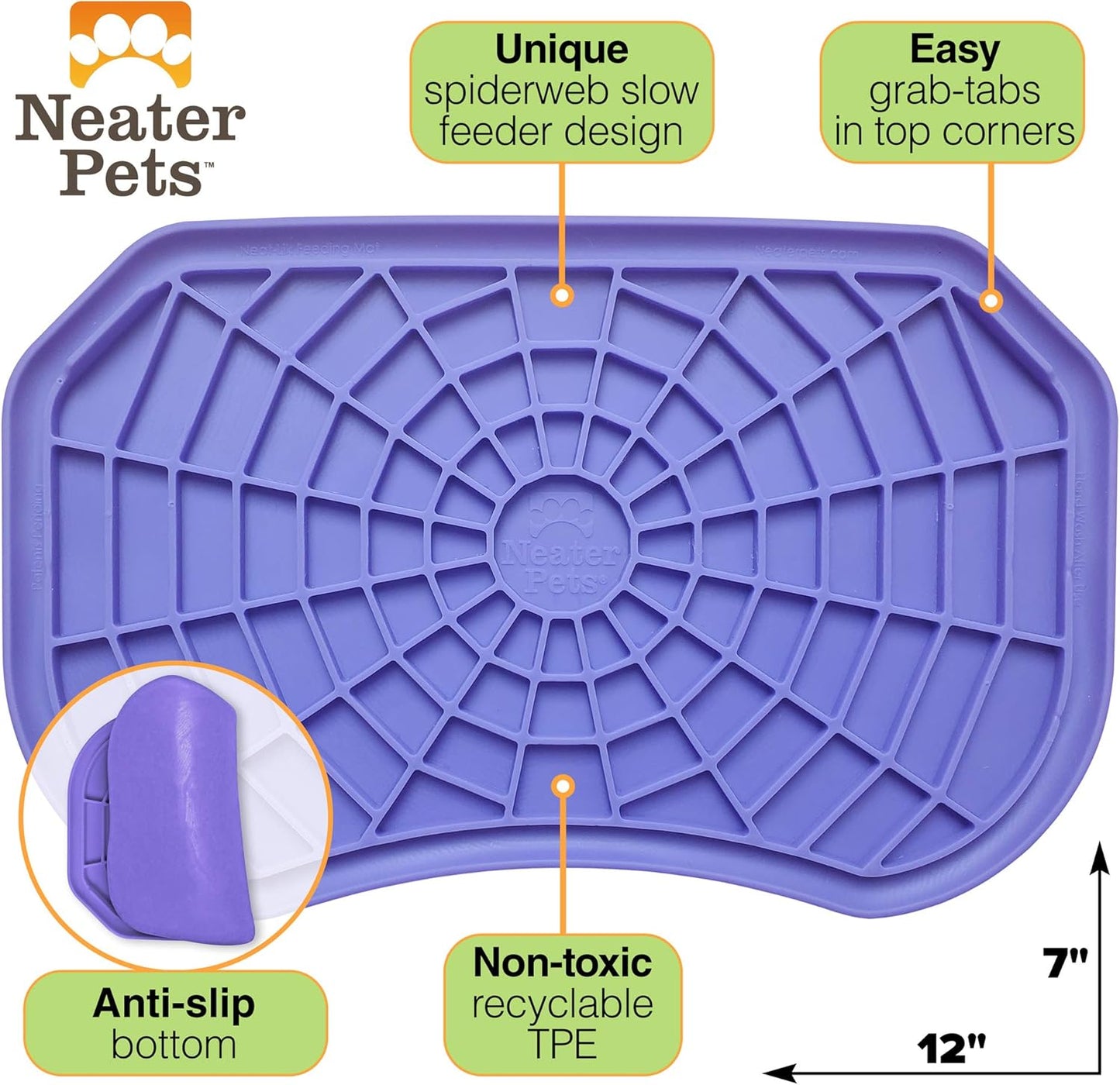 Neater Pets Neat-LIK Dog Lick Mat, Lick Mat for Dogs, Cats, Puppy, Reduces Anxiety & Boredom, Peanut Butter Slow Feeder, Interactive Treat Licking Pad, Licking Mats for Small & Large Breed (Purple)
