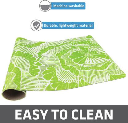 Drymate Pet Bowl Placemat, Dog & Cat Food Feeding Mat - Absorbent Fabric, Waterproof Backing, Slip-Resistant - Machine Washable/Durable (USA Made) (12” x 20”) (Indigo)