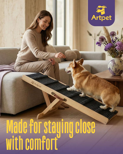 Dog Ramp for Small Dogs for Couch & Bed, Dachshund Joint Care Ramp,Foldable, Anti-Slip, Portable, Height Adjustable, Supports Up to 35 lbs