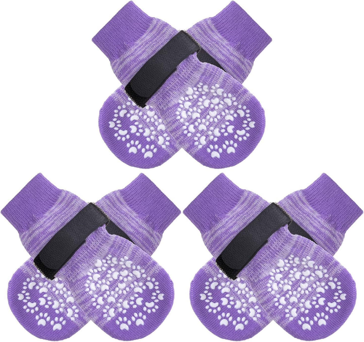 EXPAWLORER 6Pcs Anti-Slip Dog Socks to Prevent Licking Paws,Dog Shoes for Hot Pavement,Dog Booties Traction Control on Hardwood Floor,Boots & Paw Protectors, for Puppy Small Medium Large Senior Dogs