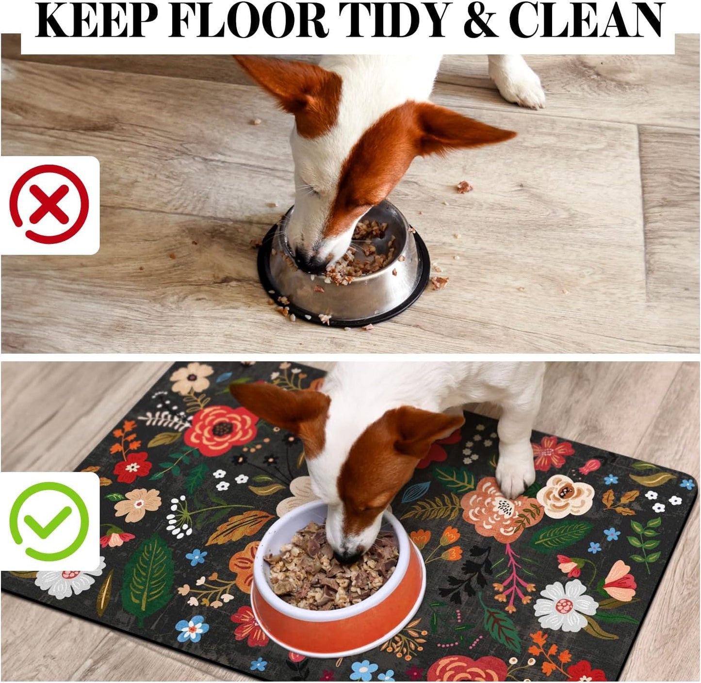 Dog Food Mats for Floors, Absorbent Dog Bowl Mat for Food and Water Dispenser, Quick Dry Cat Food Mat Pet Supplies