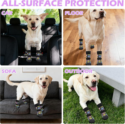 EXPAWLORER Anti Slip Dog Socks to Prevent Licking Paws, Dog Shoes for Hot Pavement, Dog Booties for Small Medium Large Senior Dogs, Traction Control Boots & Paw Protectors for Hardwood Floors