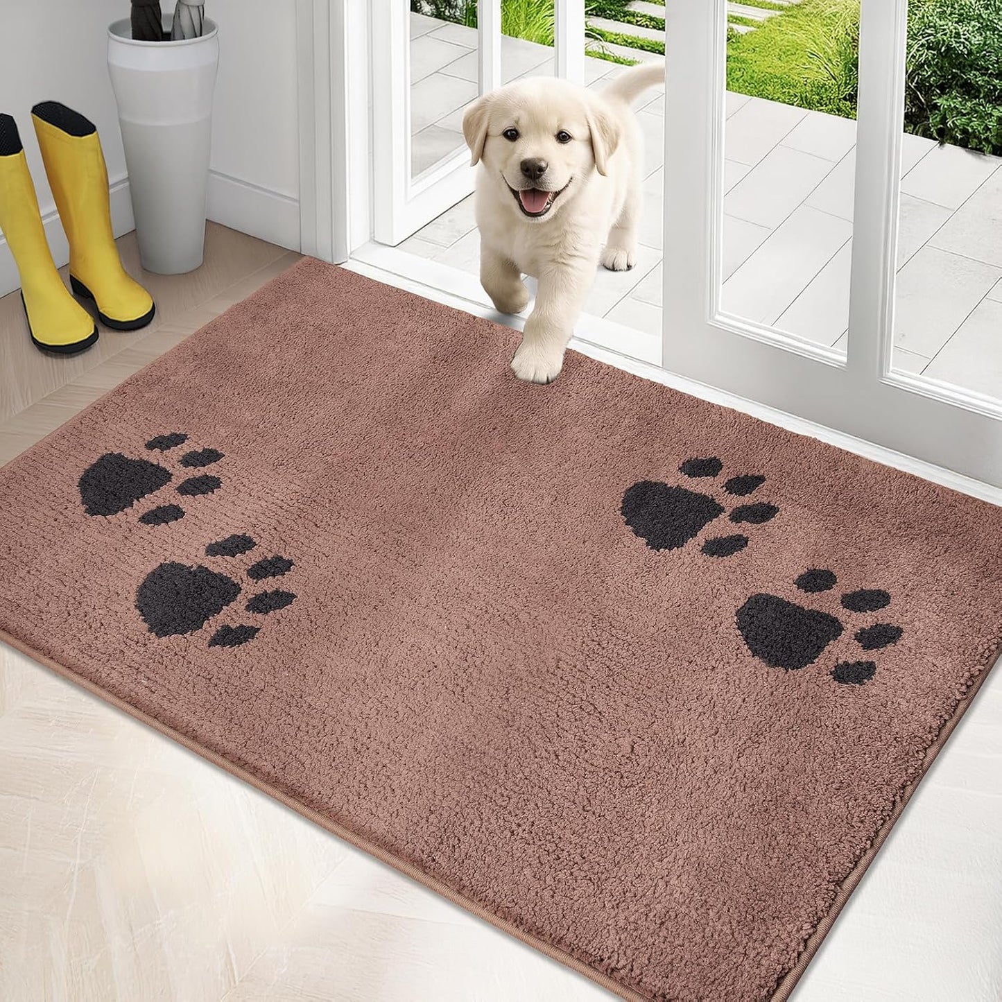 PURRUGS Dirt Trapping Door Mat 20" x 31.5", Non-Skid/Slip Machine Washable Microfiber Entrance Rug, Shoes Scraper, Dog Doormat, Super Absorbent Floor Mat for Muddy Wet Shoes and Paws, Grey
