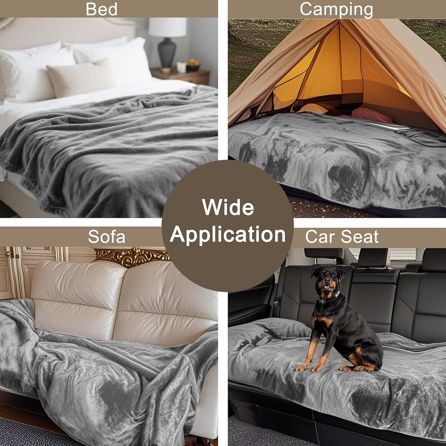 gogobunny Waterproof Blanket for Bed Couch Sofa, Liquid Pee and Fur Proof Pet Blanket for Dog Puppy Cat, Reversible Sherpa Fleece Throw Blanket Furniture Cover Protector (Grey, 50x60 inches)