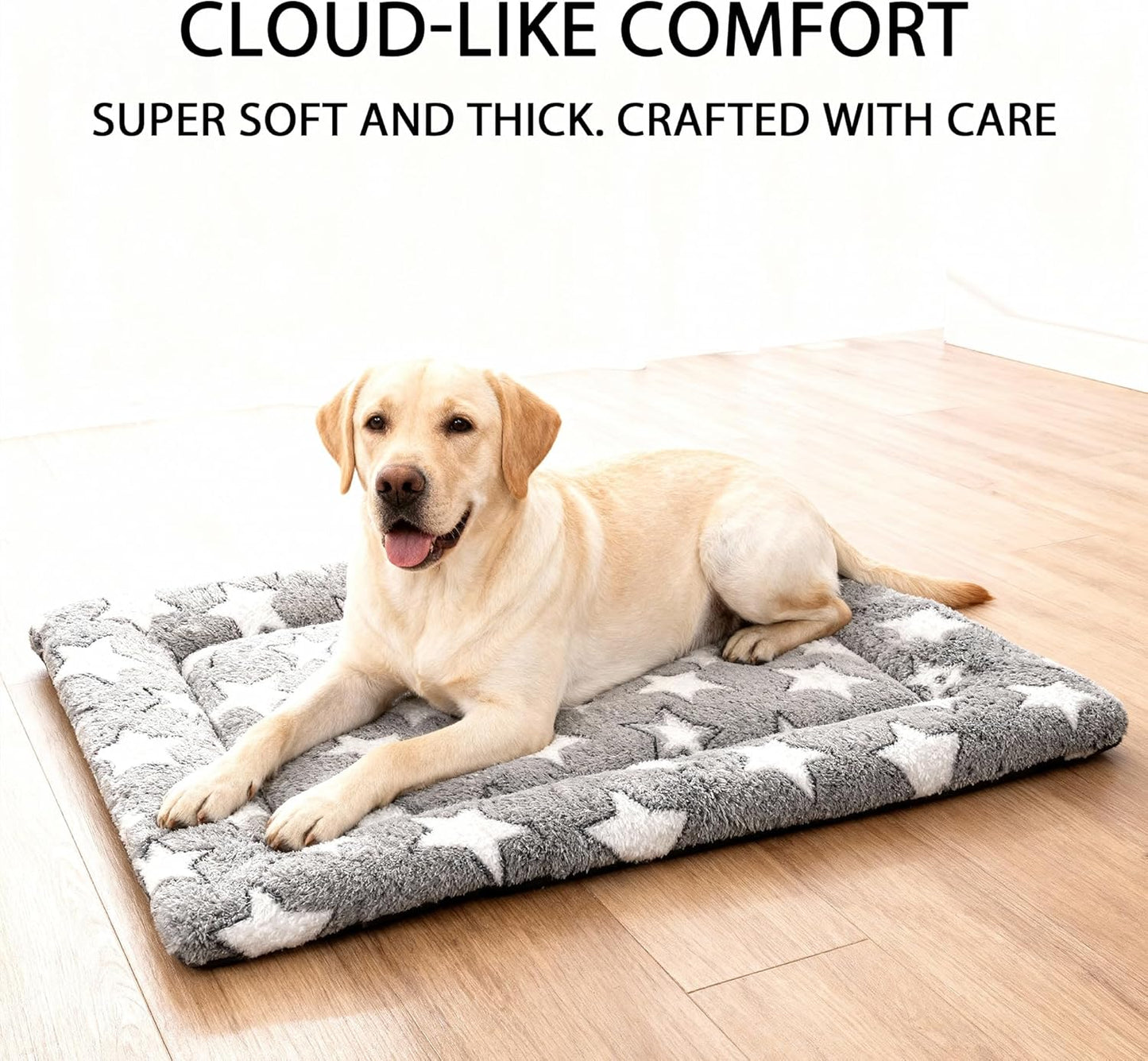 Dog Bed Mat, Reversible Crate Pad & Cute Dog Bed - Machine Washable Kennel Mat with Ultra Soft for Small Dogs (Cool/Warm), 24" x 18", Grey&Star