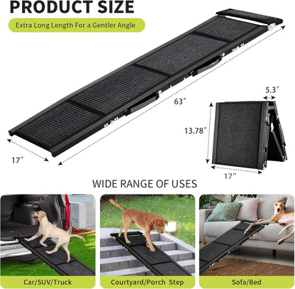 Garvee 20" Extra Wide Folding Dog Ramp for Car, 71" Long Heavy Duty Non-Slip Portable Pet Ramp, Large Dogs Up to 250 lbs, Outdoor & Indoor Use