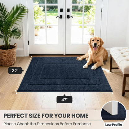 PURRUGS Dirt Trapping Door Mat 32" x 47", Non-Slip/Skid Machine Washable Entryway Rug, Dog Doormat, Super Absorbent Welcome Mat for Muddy Wet Shoes and Paws, Grayish Brown