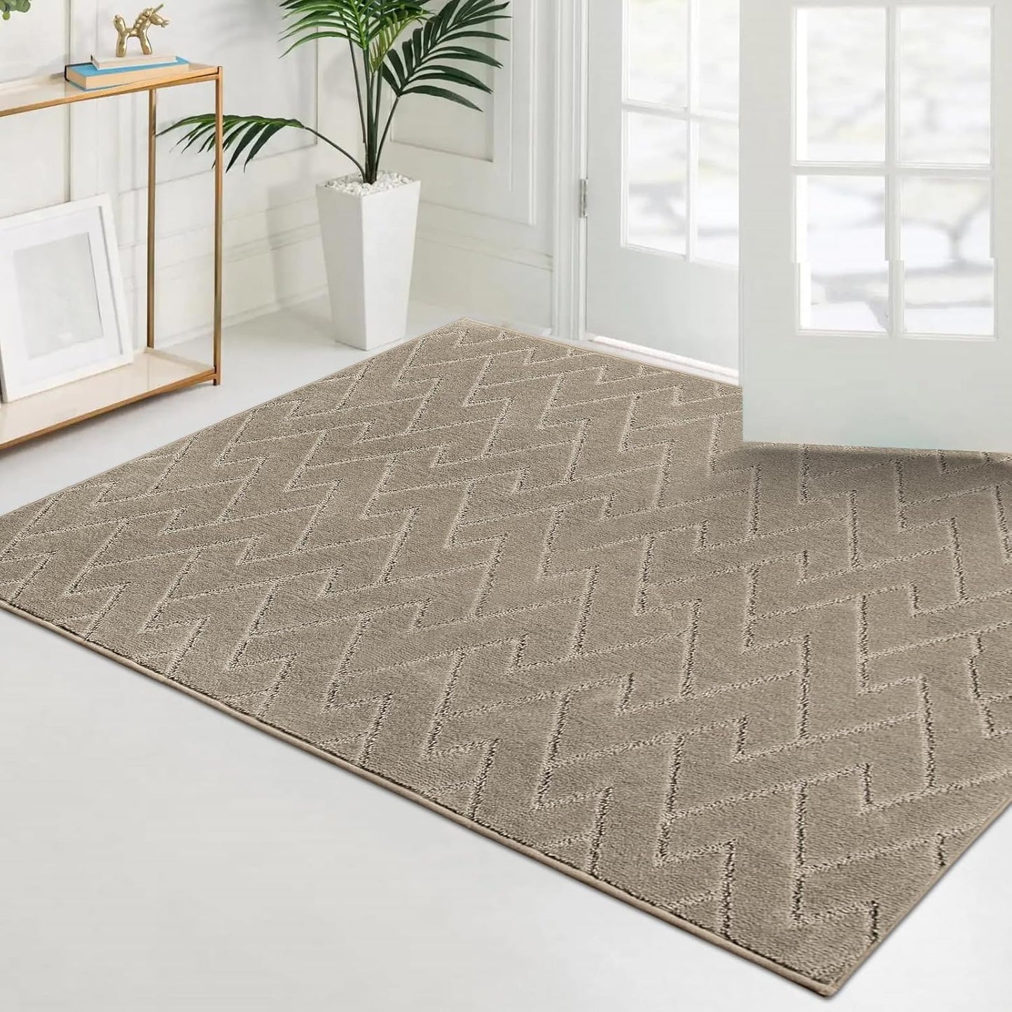 PURRUGS Dirt Trapping Door Mat 20" x 31.5", Non-Slip Machine Washable Entry Rug, Dog Doormat, Indoor Front Door Mat, Super Absorbent Entryway Rug for Muddy Shoes & Paws, Taupe
