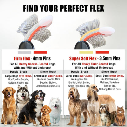 FlexIt Home - Flexible Slicker Brush for Dogs - Dog Grooming Brush for Poodles, Golden Doodles, Huskies, Retrievers, and Labradoodles - Professional 3-in-1 System & Video Trainings (Single, Soft Flex)