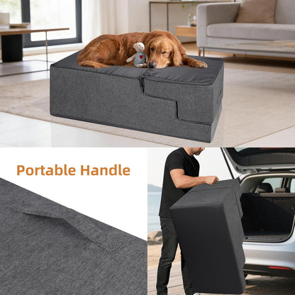 Dog Stairs for Small Dogs, 13.5" H, 3-Step Pet Steps for Couch Sofa and Chair, Non-Slip Balanced Pet Ramp for Medium Cats,Indoor Dog Ladder, Grey