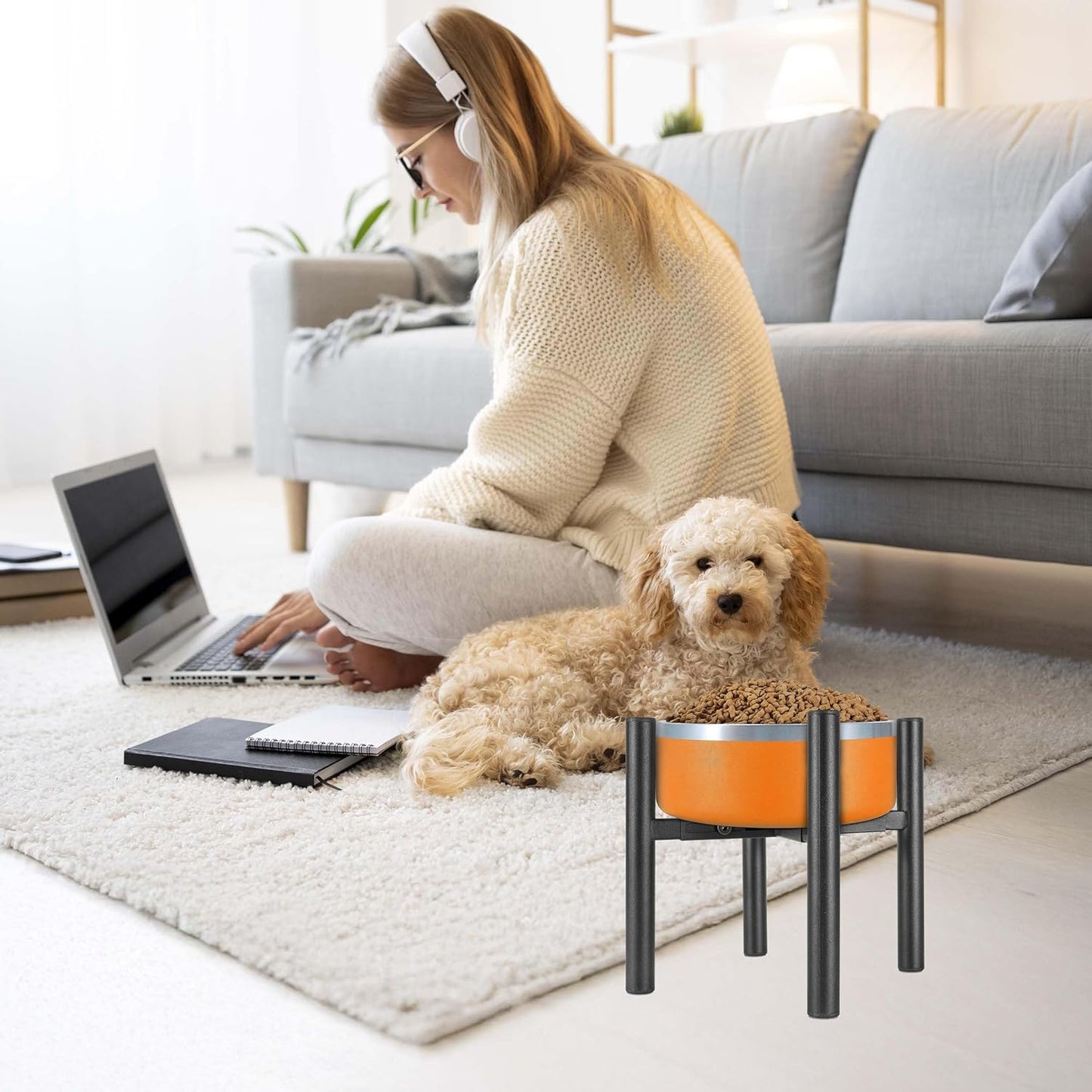 PROERR Lifted Dog Bowl Stand - Without Bowls, Single Raise Pet Food Table Adjustable Wide 6-10", Tall 8 10 12" - Bowl Stand Size Optional, Dog Bowls Holder Elevated for Small Medium Large Dogs Breed