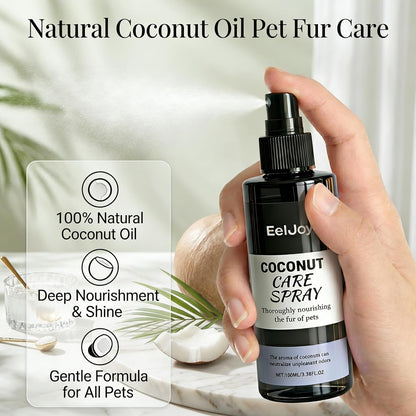 Coconut Care Spray for Pets, Nourishing Fur Oil with Comb, Moisturizing & Detangling Spray for Dogs & Cats, Natural Coconut Oil for Dry Skin & Shiny Coat, 100ml/3.38 fl oz