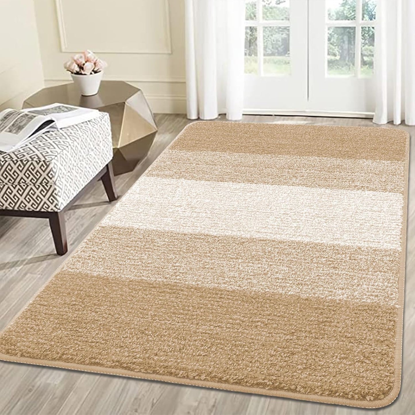 Smiry Dog Door Mat for Muddy Paws, Absorbs Moisture and Dirt, Low-Profile Entryway Mat with Non-Slip Backing, Entry Indoor Outdoor Doormat for Inside Floor (30x20 Inches, Grey, Striped)
