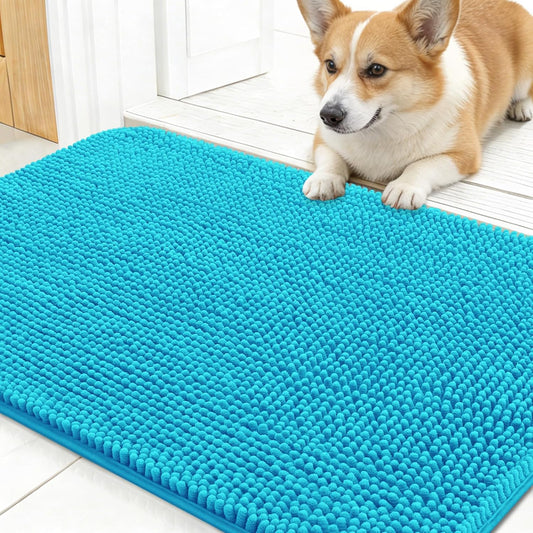 OLANLY Dog Door Mat for Muddy Paws 30x20, Absorbs Moisture and Dirt, Absorbent Non-Slip Washable Doormat, Quick Dry Chenille Mud Mat for Dogs, Entry Indoor Entryway Carpet for Inside Floor, Grey - Colors C