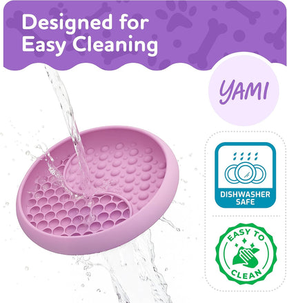 YAMI Dog Lick Bowl, Lick Mat for Dogs, Wet Food Cat Slow Feeder, Freeze Bowl, Enrichment & Puzzle Toy for Anxiety Relief, Food-Grade Silicone, Suction Cups, Dishwasher Fit, for All Breed (Light Gray)