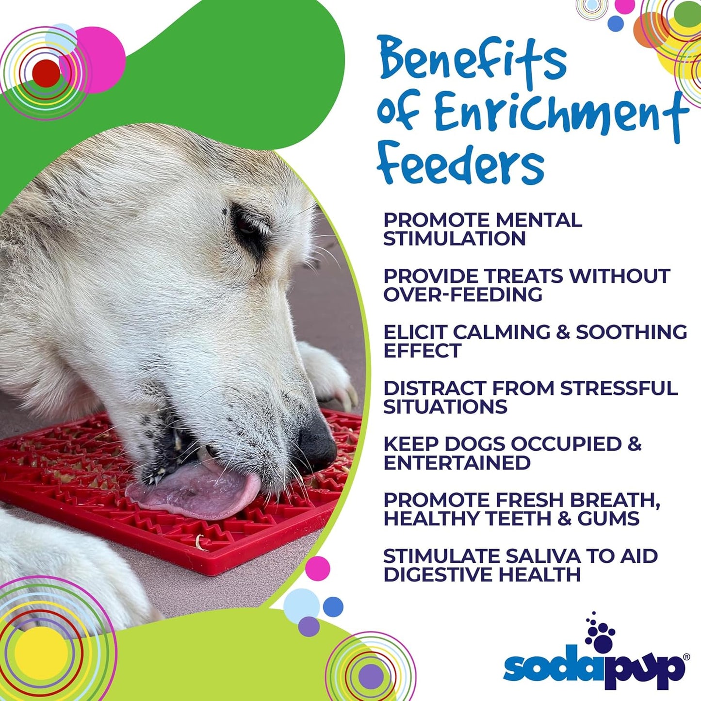 SodaPup Flower Power eMat – Durable Lick Mat Feeder Made in USA from Non-Toxic, Pet-Safe, Food Safe Rubber for Mental Stimulation, Avoiding Overfeeding, Fresh Breath, Digestive Health, & More