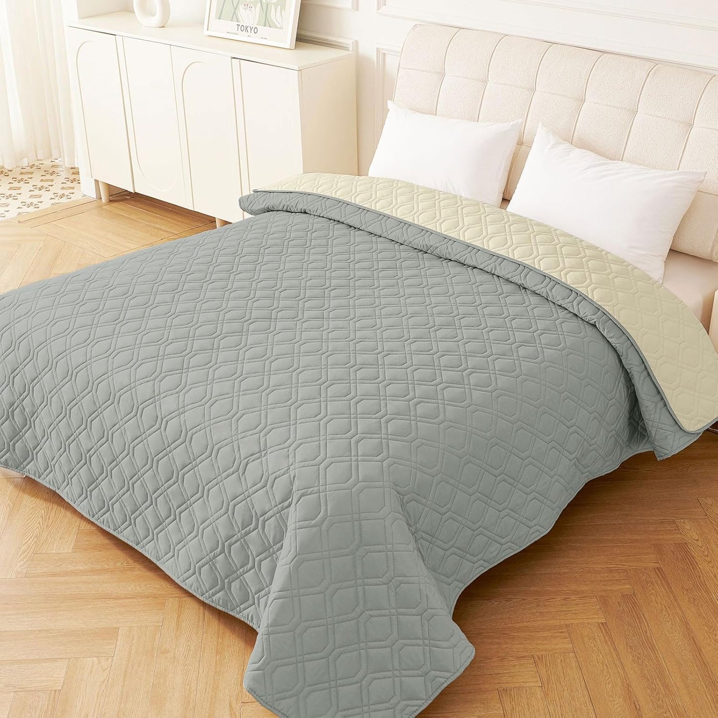 hyha Waterproof Dog Bed Blanket, Soft Pet Blankets, Waterproof Couch Cover for Dogs, Reversible Sofa Covers Washable for Furniture (30x70 Inch, Taupe/Beige)