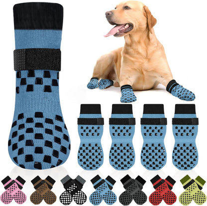 Anti Slip Dog Socks to Prevent Licking Paws, Dog Shoes for Hot/Cold Pavement, Dog Boots on Hardwood Floors, Traction Control Dog Booties & Paw Protectors for Small Medium Large Senior Dogs