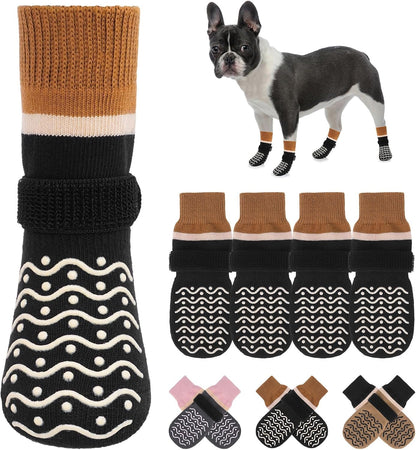 BEAUTYZOO Dog Socks to Prevent Licking Paws -Dog Shoes for Hot Pavement & Hardwood Floors Anti Slip, Traction Control Boots & Paw Protectors with Double Side Grips for Small Medium Large Senior Dogs