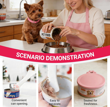 Pet Food Can Lids And Spoon,Pet Food Can Covers, One Fit 3 Standard Size Cans,For Dog And Cat Food Cans,Pink