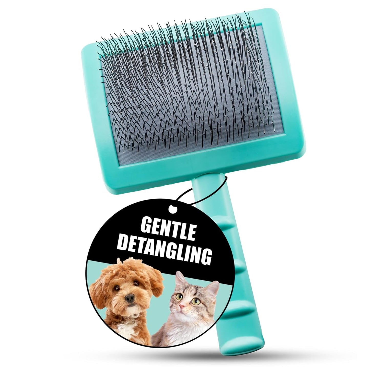 Tauro Pro Line Deshedding Slicker Brush for Dogs & Cats, Soft Pins for Gentle Dematting & Detangling, Grooming Tool for Long & Wavy Coats, Ideal for Spaniels, Non-Slip Grip, Purple, Large Size (L)