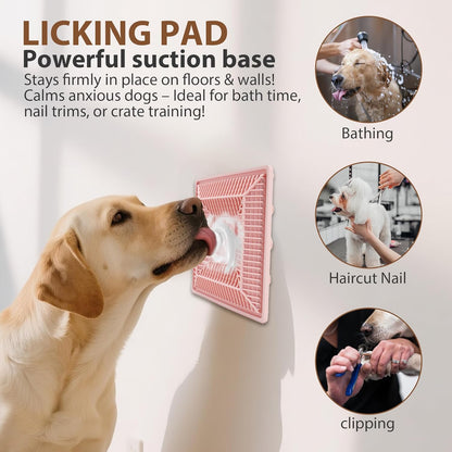 Lick Mat for Dogs and Cats, Slow Feeder Mats with Suction Cups - Bathing, Grooming and Training, Anxiety Relief Feeding Pad,Dishwasher-Safe Yellow